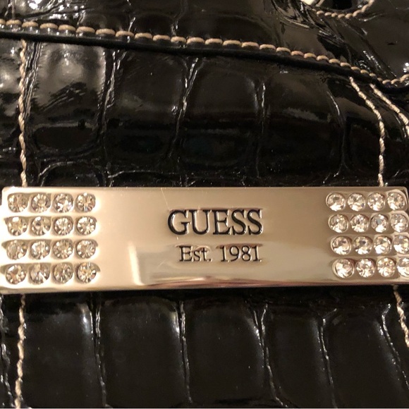 Guess Black Patent Leather Tote Shoulder Bag Large - Picture 4 of 15
